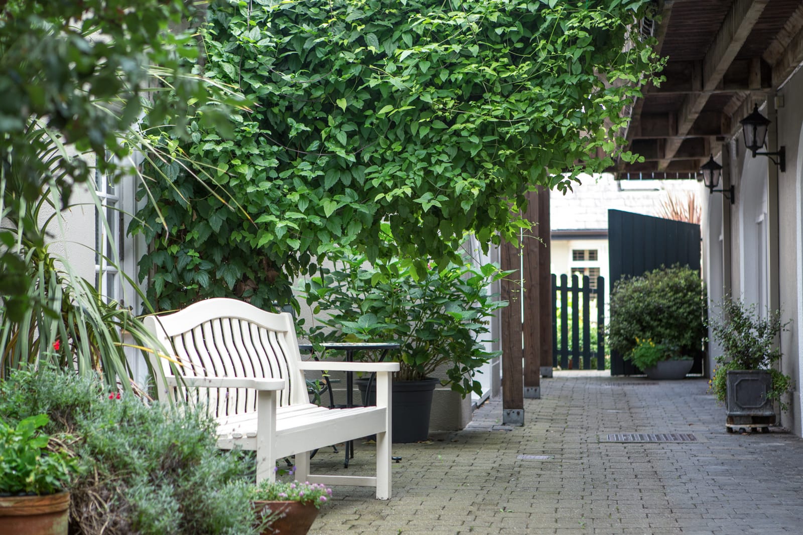 Bench in the courtyard