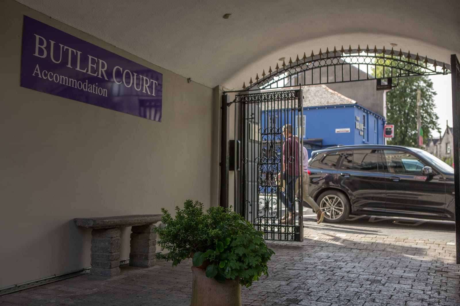 Secure electronic courtyard gates